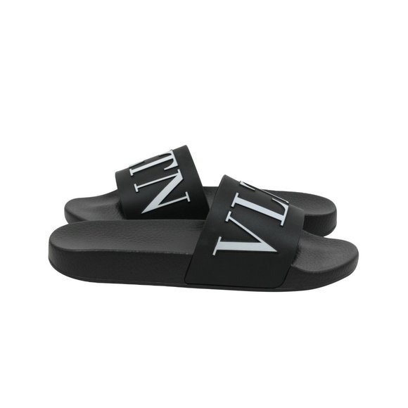 Valentino Garavani Mens Black White VLTN Logo Sandals Slides Flip Flops 46 US 13 - Picture 4 of 10
